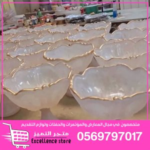 صواني أكريليك, مجسمات فيبر جلاس, ايبوكسي,صحون حفلات,  صواني خشب